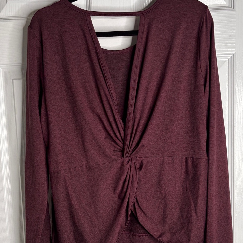 Market & Spruce Burgundy Long Sleeve Blouse - Picture 3 of 4